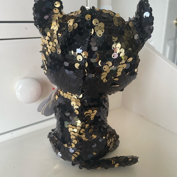 TY Flippables Sequin Plush - JINX the Black Cat with Pumpkin (6 inch) - MWMTs - Picture 3 of 8